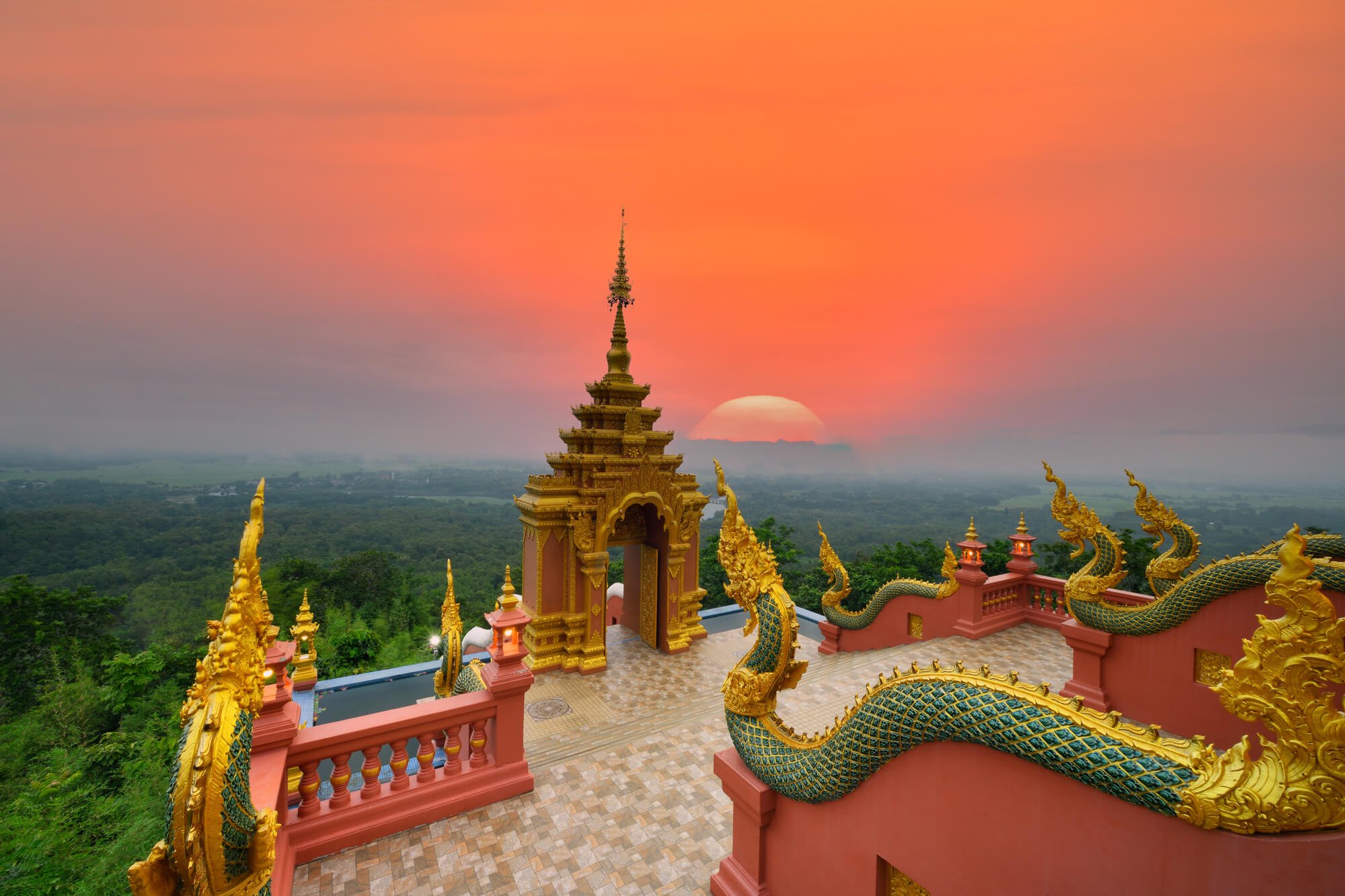 Wat Phra That Doi Phra Charn Temple at sunset