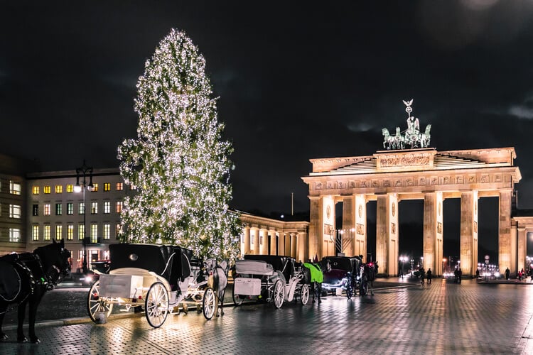 The Brandenburg Gate in Berlin at Christmas