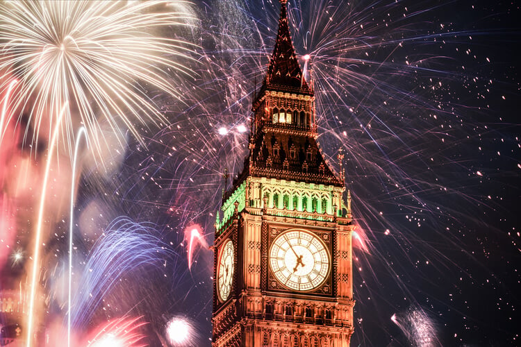 Big Ben with fireworks