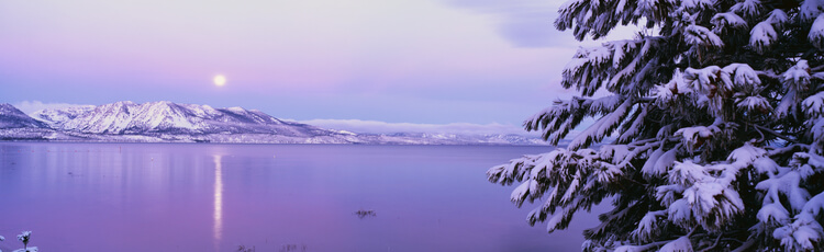 A full moon over Lake Tahoe