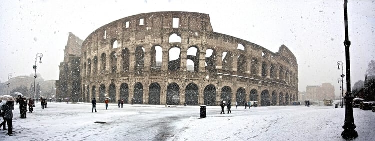 The Colosseum in Rome at winter