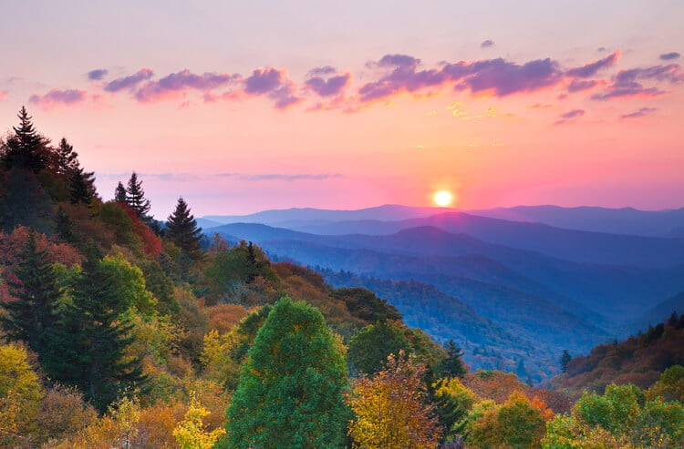 The Great Smoky Mountains at sunrise