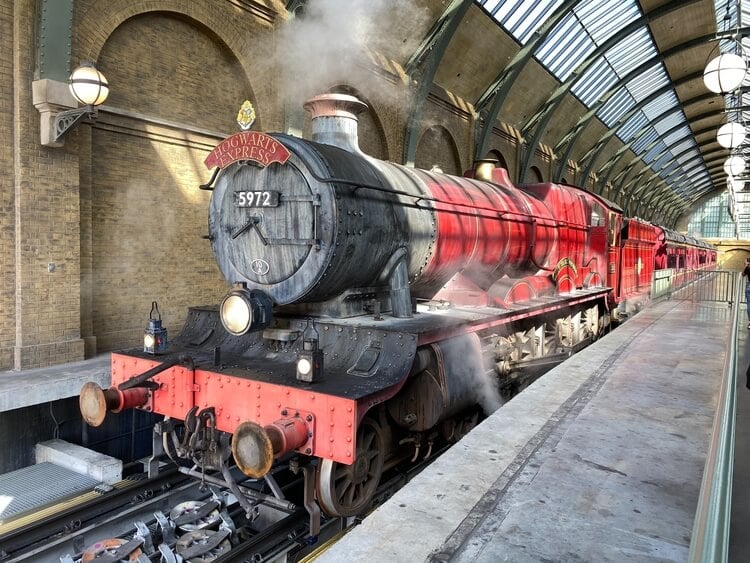 The Hogwarts Express in the station