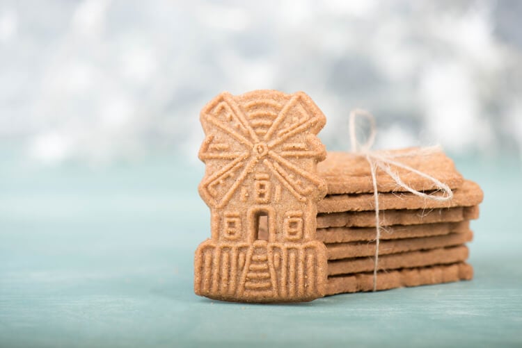 Dutch speculaas cookies in of a windmill