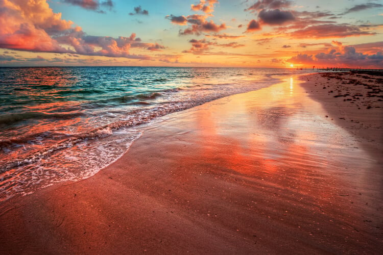 An Aguilla beach at sunset