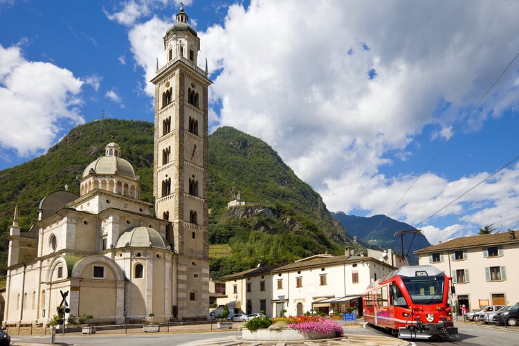 The Bernina Express in Tirano