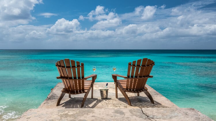 Two chairs overlooking the Caribbean Sea