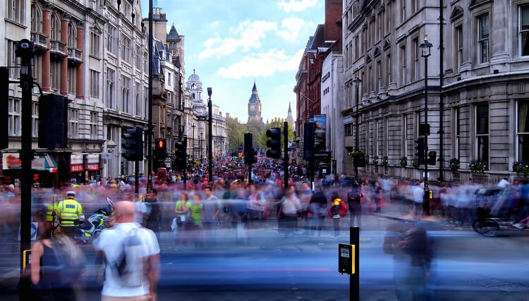 Crowds in London, England