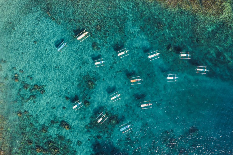 Ariel view of fishing boats