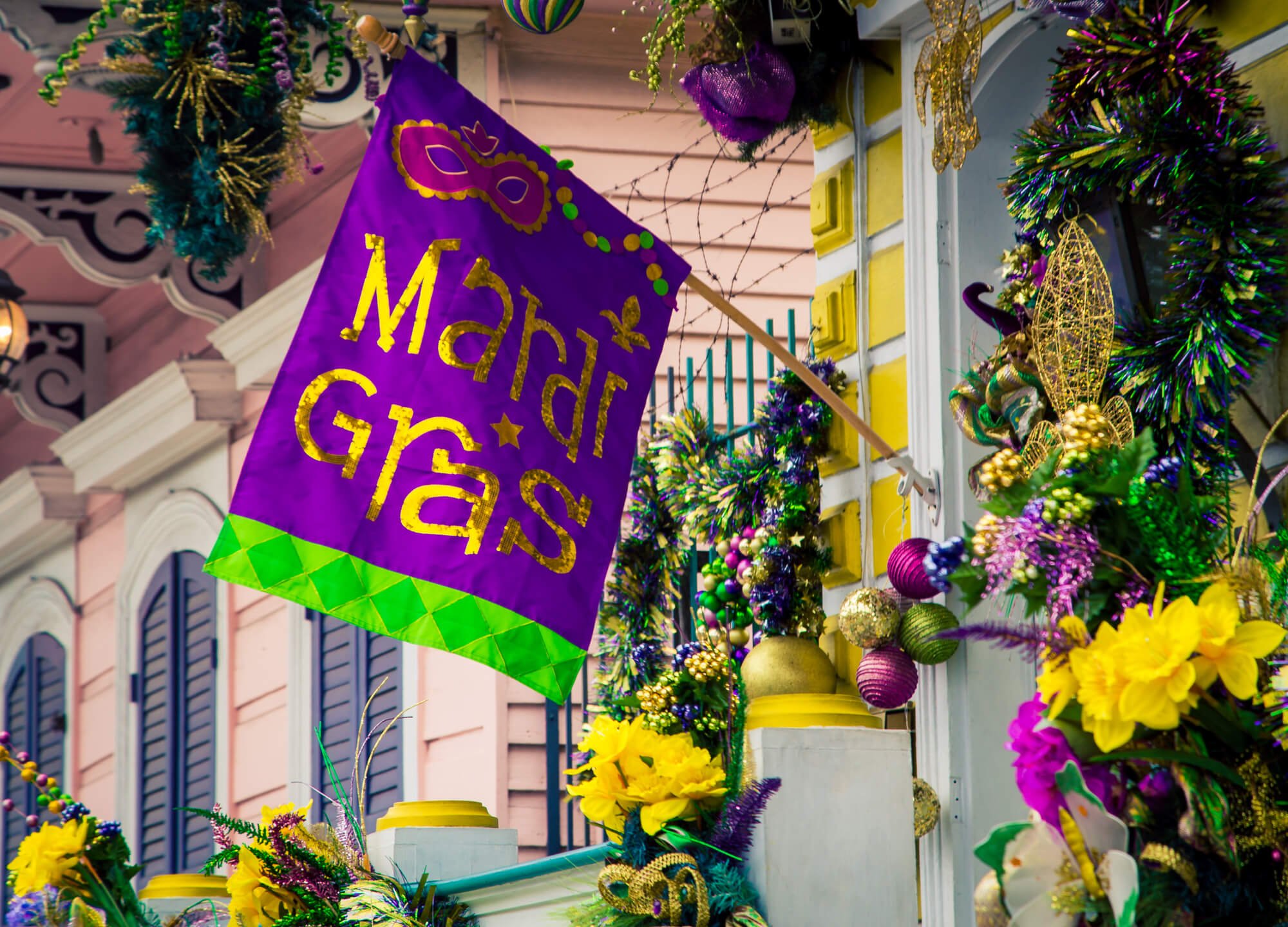 Mardi Gras flag in New Orleans