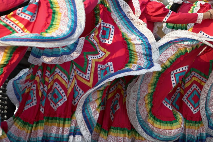 Colorful traditional Mexican dancer's dresses