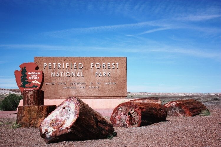The entrance to the Petrified Forest National Park