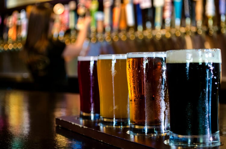 A flight of craft beer