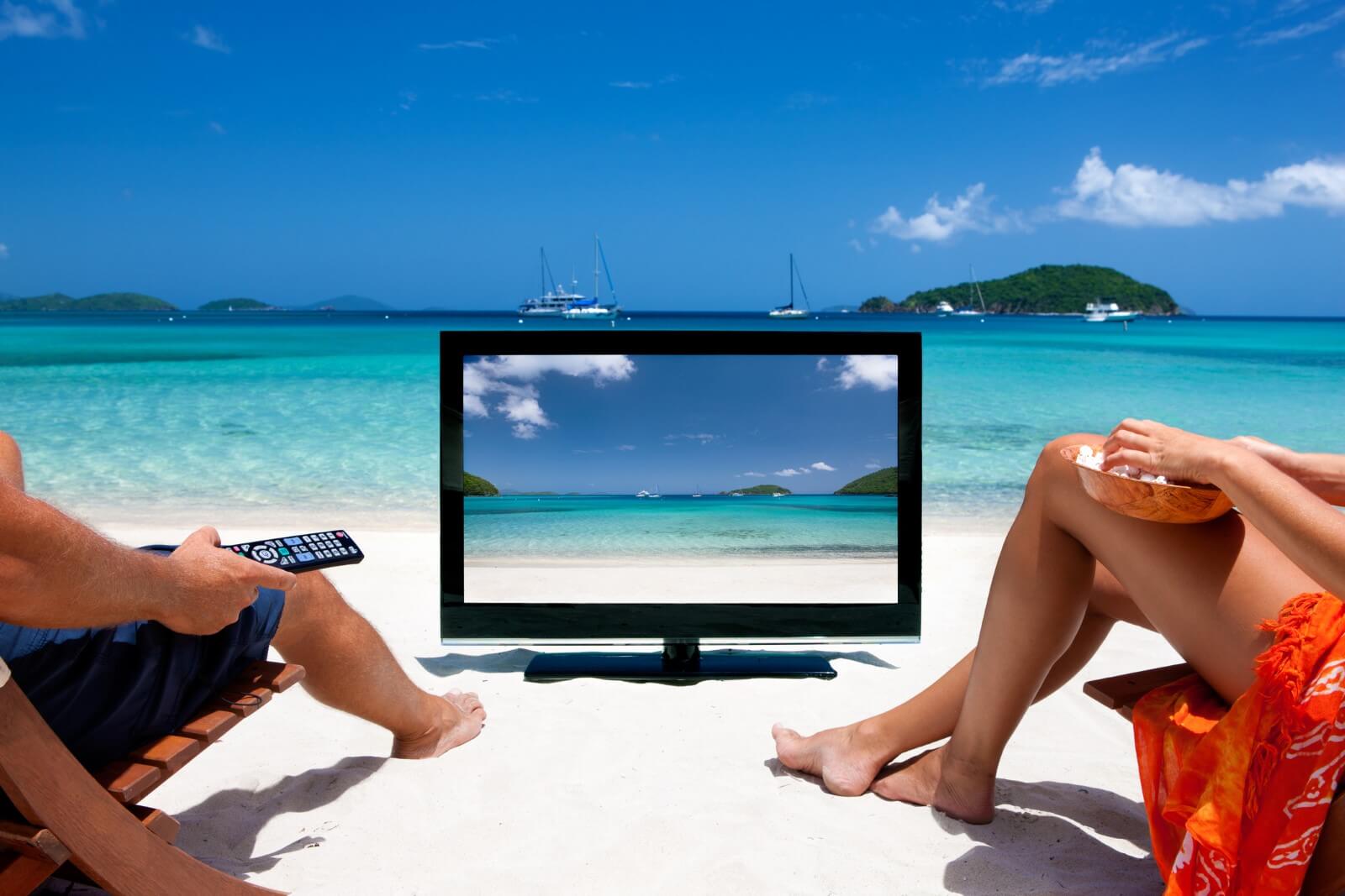 Caribbean movies on the beach.