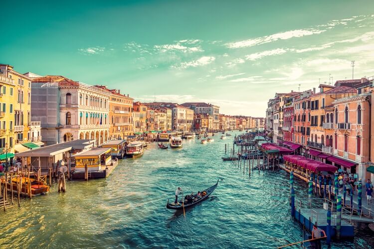 elevated shot of the grand canal in venice