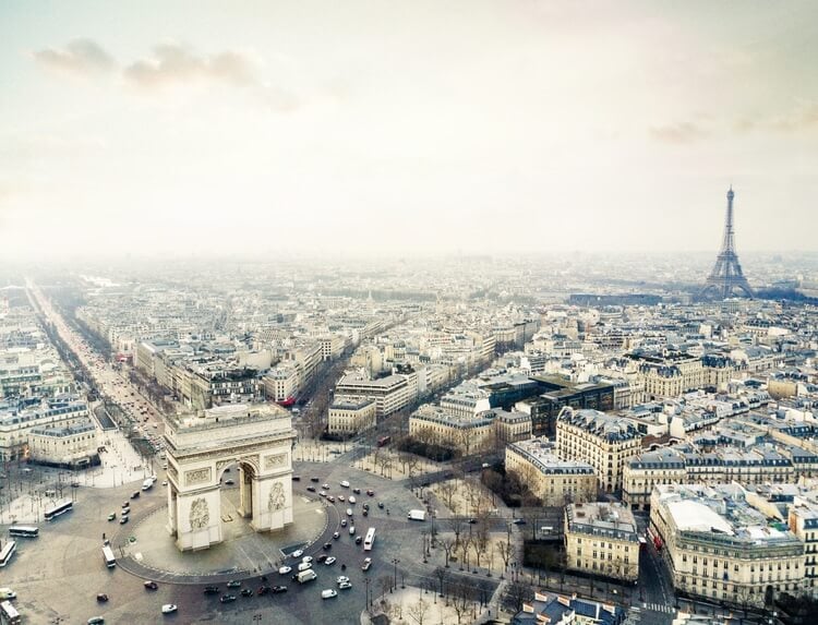 aerial view of Paris