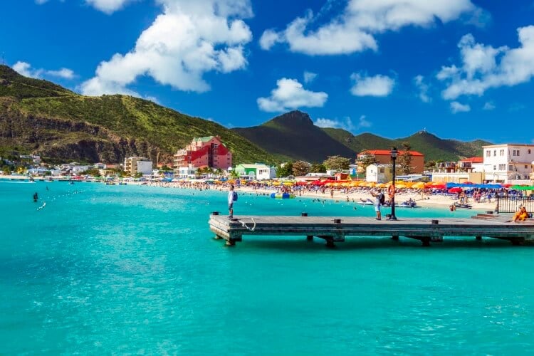 Philipsburg, St Maarten from the beach.