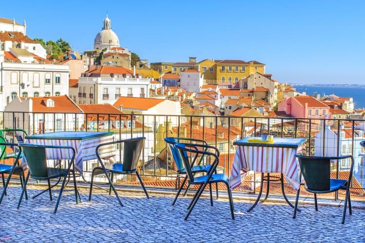 terrace restaurant overlooking Lisbon