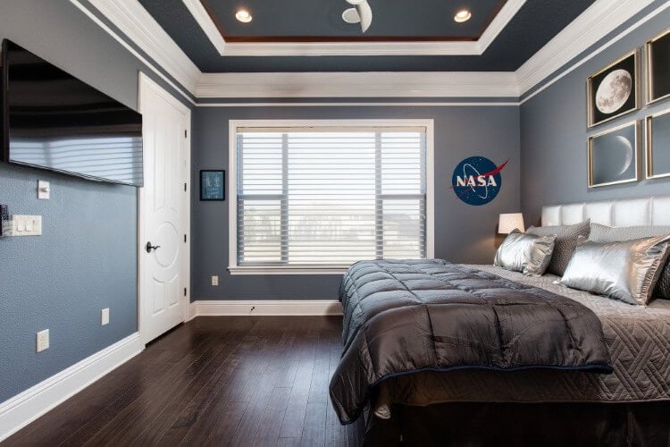 A NASA-themed bedroom