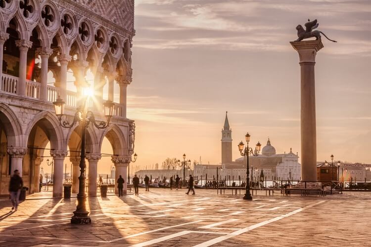 square in venice at sunset
