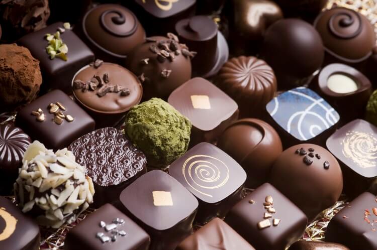 An assorted selection of chocolates and truffles