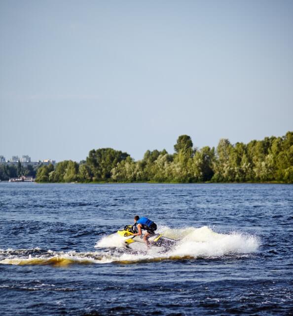 Jet skiing on a lake