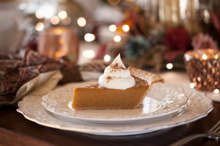 A slice of pumpkin pie