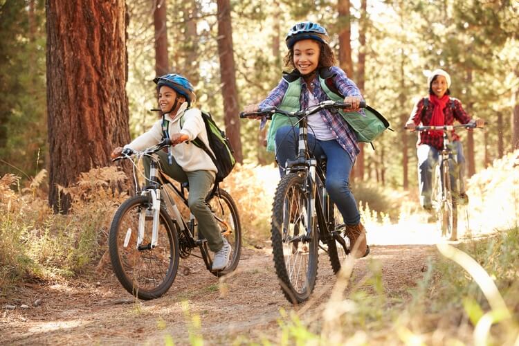 family mountain biking