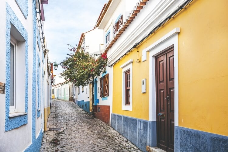 a colourful street in the algarve
