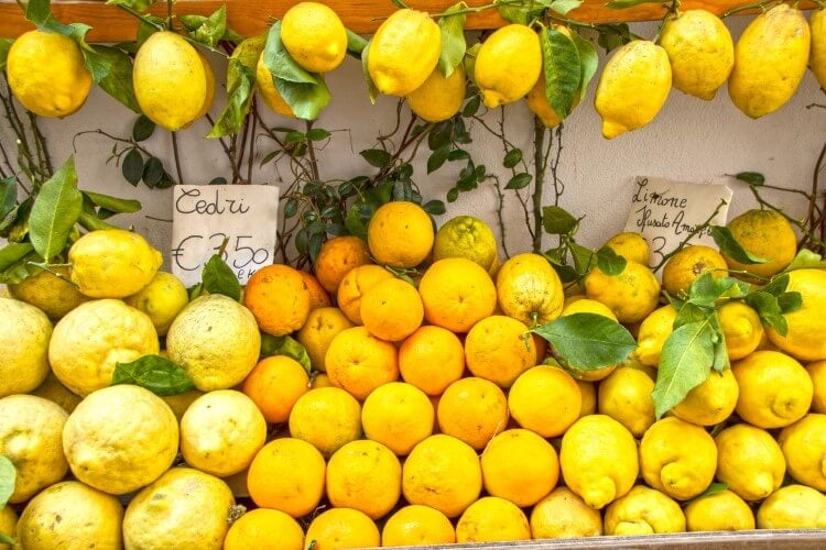 A display of lemons on the Amalfi Coast