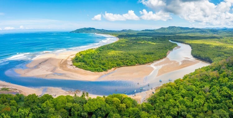 Playa Tamarindo beach and estuary