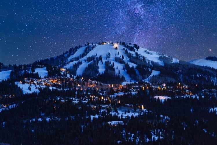 Park City in Utah in night in winter