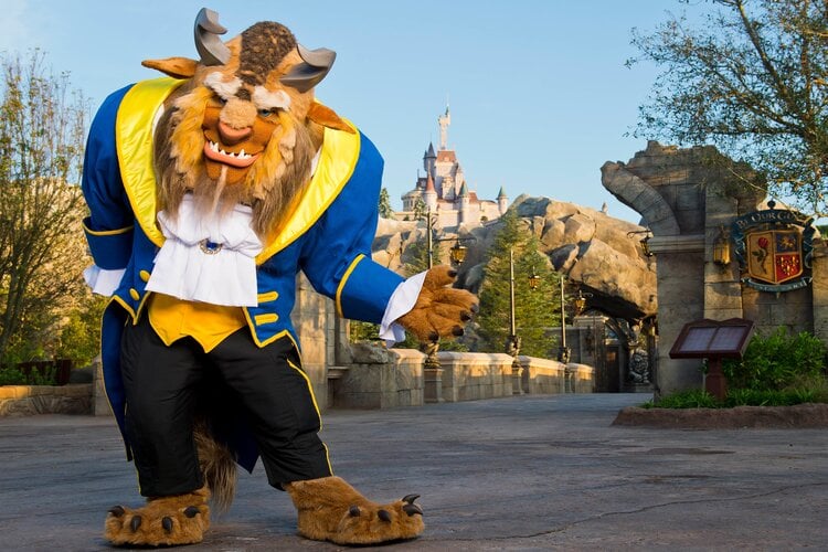 Character dining at Disney World takes on extra enchantment at tne Be our Guest restaurant. The Beast welcomes diners for a themed dining experience.