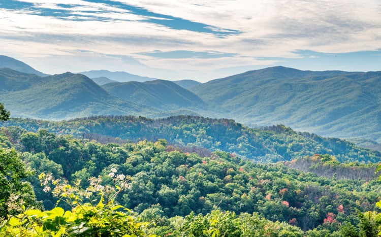 View of Gatlinburg mountain landscape - The best places to visit in August