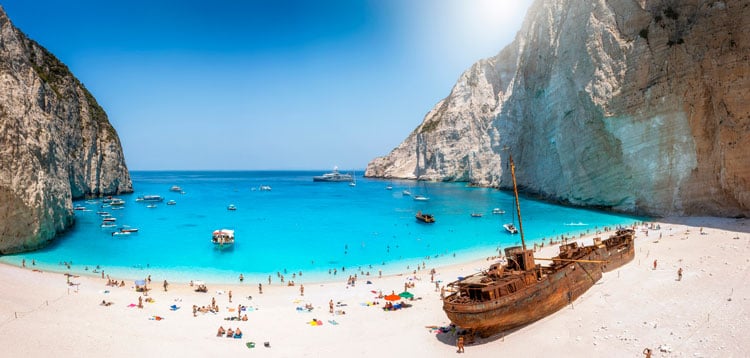 Rusted shipwreck on the beach in Zante - The best places to visit in August