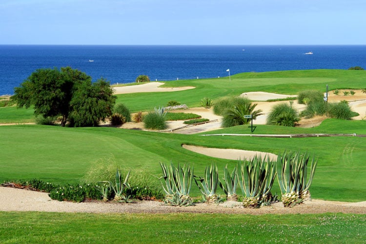 Golf course by the sea in the Algarve Portugal, one the best places to golf in January