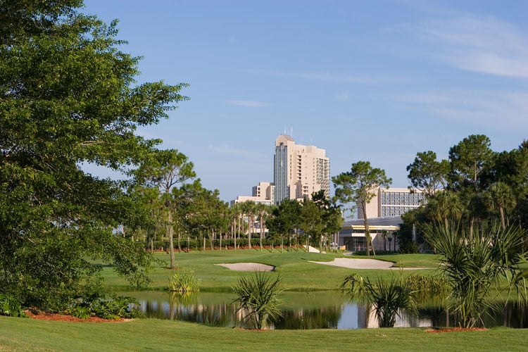 View of golf course in Orlando - best places to visit in March