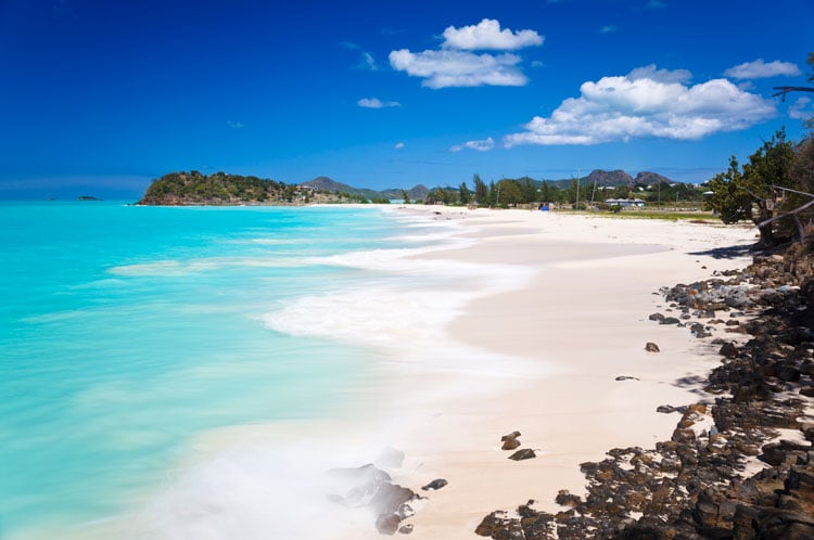 The best places to visit in November - white sand beach in Antigua