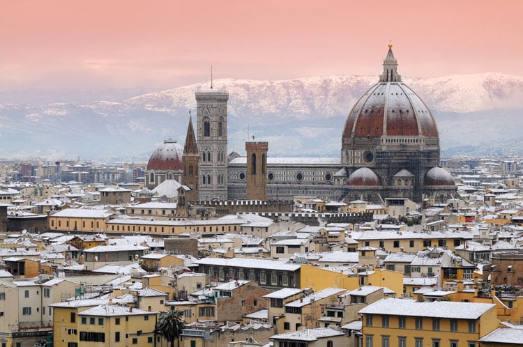 The best places to visit in November - snow covered Florence skyline