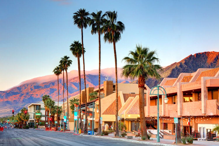 The best places to visit in November - Palm Springs street with palm trees